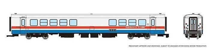 Rohr RTL Turboliner Snack Bar Coach - Ready to Run -- Amtrak 183 (Phase III Early, white, blue, red), N, Rapido Trains Inc 52510