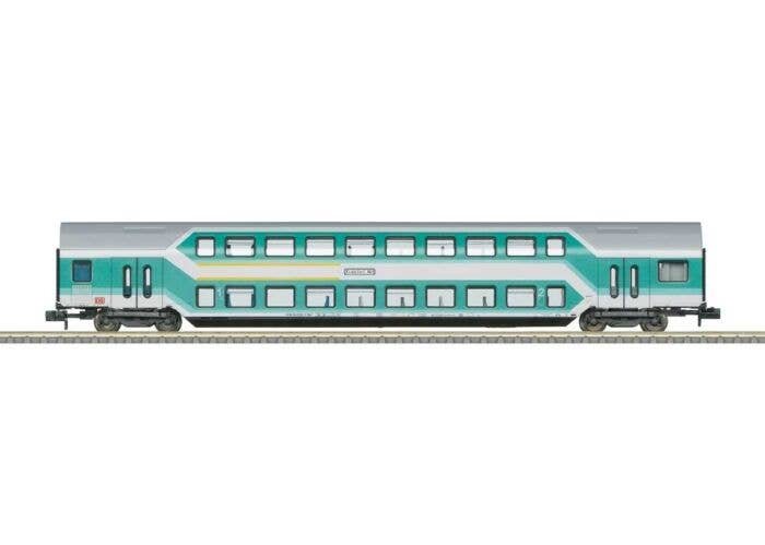 Type DABz 755 Bi-Level 1st & 2nd Class Commuter Coach - Ready to Run -- German Railroad DB AG (Era V 1993, mint green, gray), N,