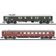 Type WR4u Diner & Pw4u-37 Baggage - Ready to Run - Minitrix -- German Federal Railroad DB (Era III 1952, D 96 Train, 1 green, 1 