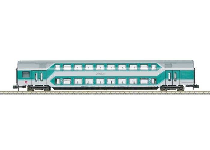 Type DBz 750 Bi-Level Commuter Coach - Ready to Run -- German Railroad DB AG (Era V 1993, mint green, gray), N, Trix 18418