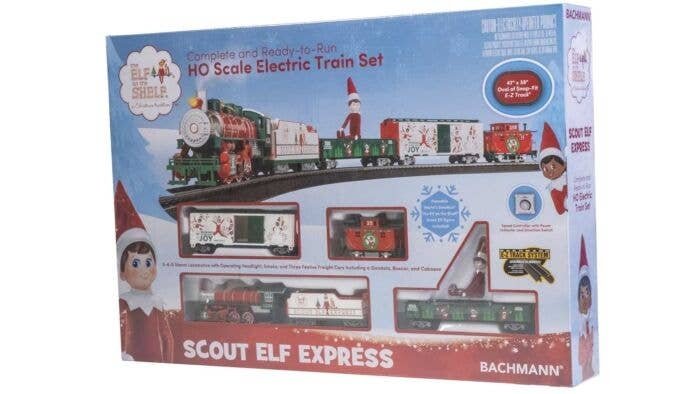 Elf on the Shelf(R) Scout Elf Express - Standard DC -- 0-6-0, 3 Cars, 47 x 38′ E-Z Track(R) Oval, Elf Figure, Speed Controller