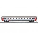Type Bpm EuroCity Coach - Ready to Run - Minitrix -- Swiss Federal Railways (Era V 2000, gray, white, red), N, Trix 18443