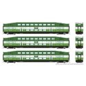 Bi-Level Commuter 3-Coach Set - Ready to Run -- Go Transit/Metrolinx Set 3 2413, 2437, 2454 (green, white), HO, Rapido Trains In