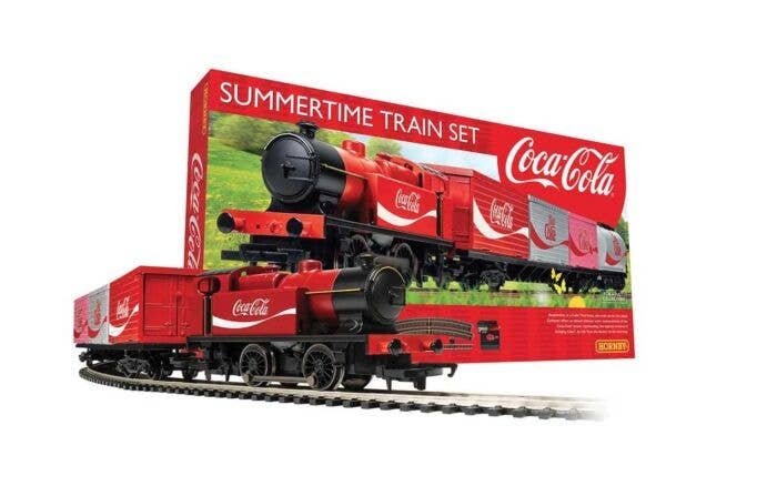 Summer Coca-Cola(R) Train Set - Standard DC -- 0-4-0T, 2 Cars, 3 Containers, Track Circle, Power Pack, HO, Rivarossi R1276