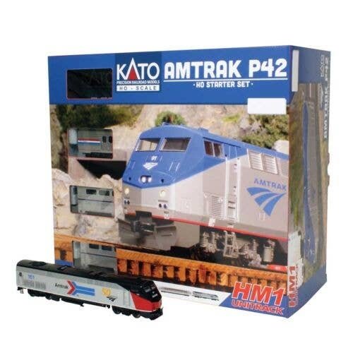 Amtrak P42 Superliner Starter Set - Standard DC -- Amtrak 161 (50th Phase I) Viewliner Baggage, 2 Superliners, Unitrack Oval,, H