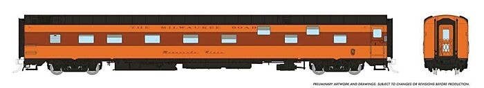 Duplex Sleeper - Ready to Run - Super Continental Line(TM) -- Milwaukee Road `Zumbro River` (orange, maroon), HO, Rapido Trains 