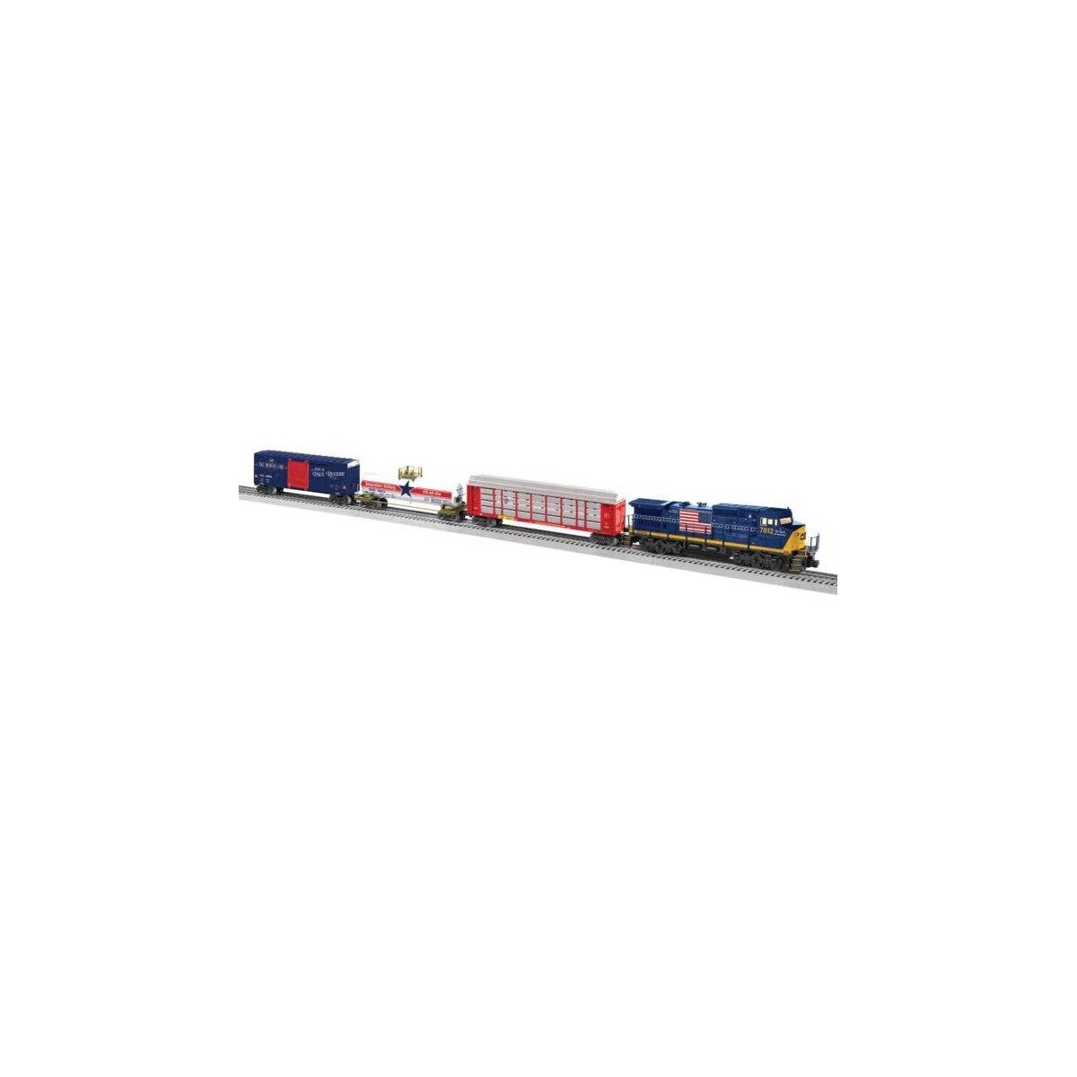 CSX Spirit of America Train Set -3-Rail w/Sound, LionChief 2.0 Bluetooth 5 -- GE Dash 8-40CW, 3 Cars, FasTrack(R) Oval, Controll