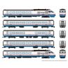 Rohr RTL Turboliner 5-Unit Set - Standard DC -- Amtrak Set 4 (Phase III Late, white, blue, red, black roof), N, Rapido Trains In