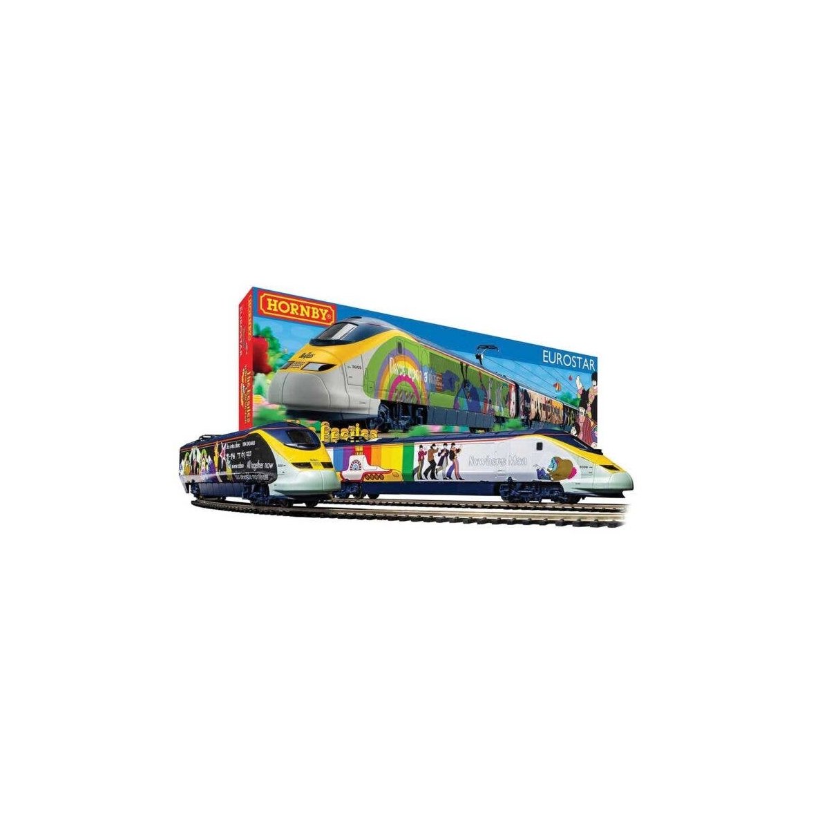 The Beatles Yellow Submarine Eurostar Train Set - Standard DC -- 4-Car Passenger Train, Track, Power Pack, HO, Rivarossi R1253