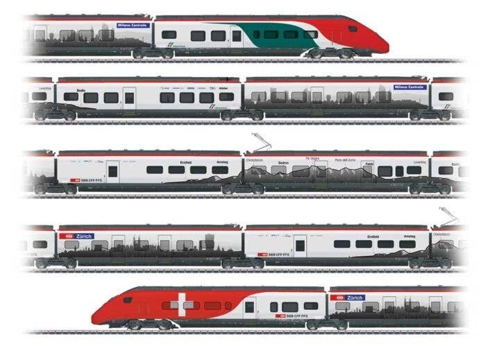 Class RABe 501 Giruno High-Speed Rail Car Train - 3-Rail - Sound & Digital -- Swiss Federal Railways SBB, 2 End Cars, 6 Intermed