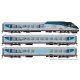 RTL Turboliner 5-Unit Train - Sound and DCC -- Amtrak 2141, 2288, 2374, 2284, 2162 (Phase V, silver, blue), HO, Rapido Trains In