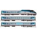 RTL Turboliner 5-Unit Train - Sound and DCC -- Amtrak 2141, 2288, 2374, 2284, 2162 (Phase V, silver, blue), HO, Rapido Trains In