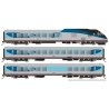RTL Turboliner 5-Unit Train - Sound and DCC -- Amtrak 2141, 2288, 2374, 2284, 2162 (Phase V, silver, blue), HO, Rapido Trains In