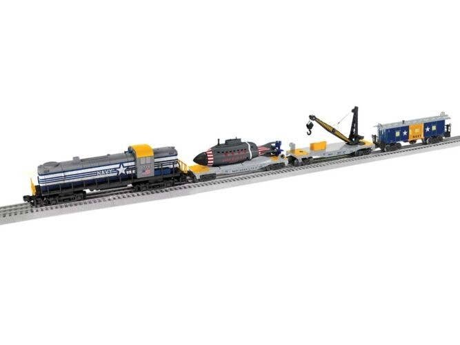 Navy Set - 3-Rail - LionChief Bluetooth 5.0 Sound & Control -- Alco RS3, 3 Cars, FasTrack Oval, Remote Controller, O, Lionel 252