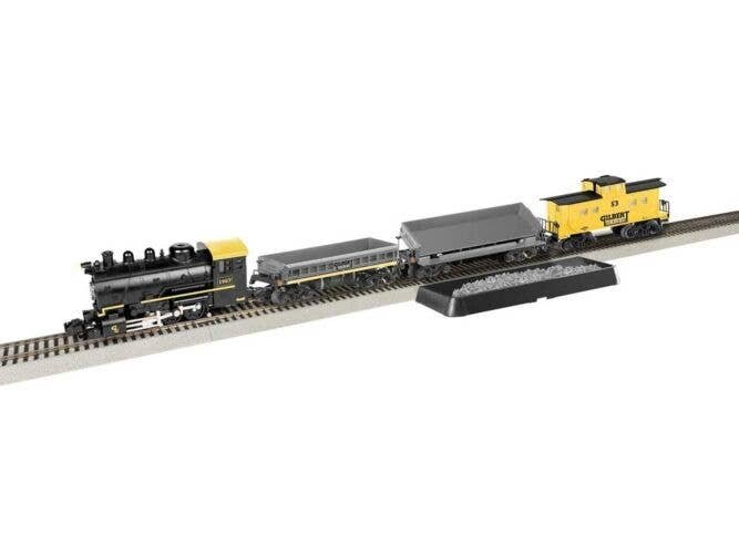 Gilbert Gravel Docksider Set - FlyerChief Sound & Control - American Flyer -- 0-6-0, 3 Cars, FastTrack Oval, Power Pack, Remote 