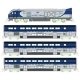 Pacific Surfliner Base Train-Only Set - DCC -- Amtrak SC44 Charger, 2 Coaches, Cab Car (blue, silver), N, Kato USA Inc 1069001DC