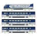 Pacific Surfliner Base Train-Only Set - DCC -- Amtrak SC44 Charger, 2 Coaches, Cab Car (blue, silver), N, Kato USA Inc 1069001DC