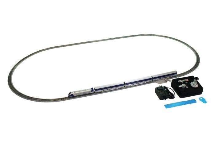 Amtrak Pacific Surfliner Starter Set - Standard DC -- Amtrak SC-44, 3 Cars, Unitrack Oval, Power Pack SX, N, Kato USA Inc 106004