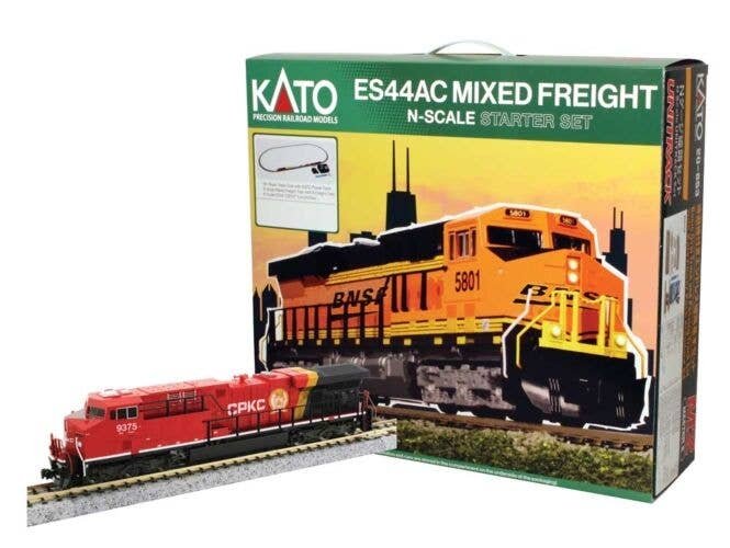 GE ES44AC GEVO Mixed Freight Starter Set - Standard DC -- Canadian Pacific Kansas City CPKC, 6 Cars, Unitrack Oval, Controller, 