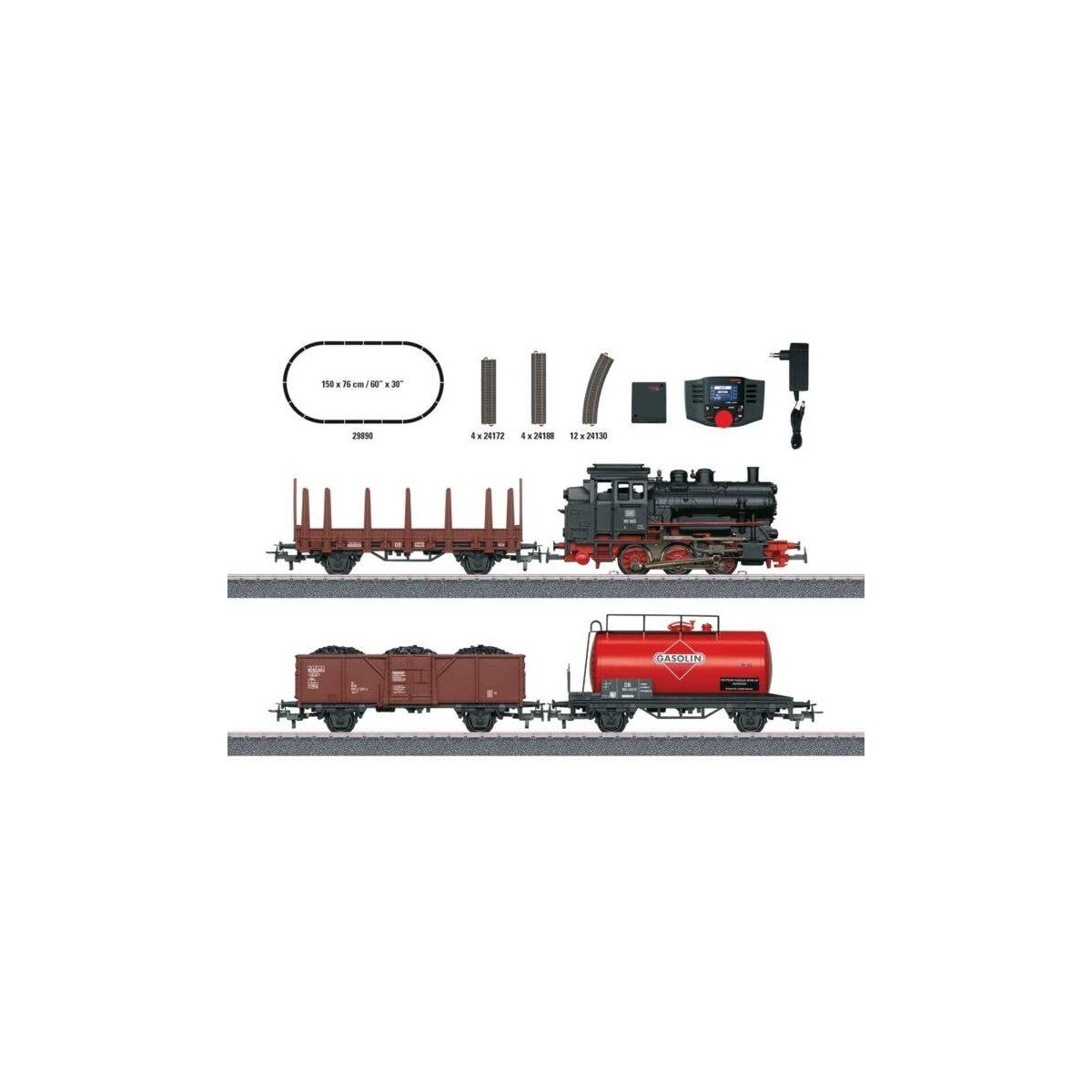 Freight Train Set - Digital -- DB Class 89.0 0-6-0T, 3 Cars, C-Track Oval, Mobile Station Controller, HO, Marklin, Inc 29890