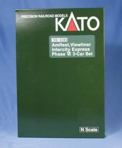 Intercity Express 3-Car Set - Lighted - Ready to Run -- Amtrak (Phase IVb silver, blue, red Pinstripes 2000s Logo), N, Kato USA 