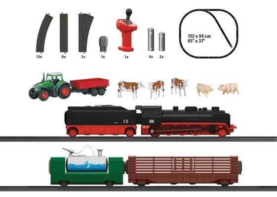 Battery-Powered Steam Starter Set - My World -- Steam Loco, 2 Cars, Oval w/Siding, Controller, Accessories, HO, Marklin, Inc 293