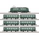 Holiday Passenger Train-Only Set - Standard DC -- DB Class 140 Electric, 3 Pairs Rebuild Cars (Era III 1972, green, gray), Z, Ma