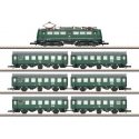 Holiday Passenger Train-Only Set - Standard DC -- DB Class 140 Electric, 3 Pairs Rebuild Cars (Era III 1972, green, gray), Z, Ma