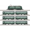 Holiday Passenger Train-Only Set - Standard DC -- DB Class 140 Electric, 3 Pairs Rebuild Cars (Era III 1972, green, gray), Z, Ma
