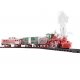 North Pole Express Battery-Operated Train Set -- Steam Loco, 2 Cars, Plastic Track Double Oval, Remote Control, O, Lionel 712127