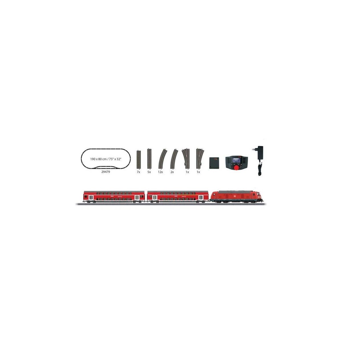 Regional Express Starter Set - 3-Rail w/Sound & Digital -- German Railroad DB AG Class 245 Diesel & 2 Bi-Level Cars, Track, Cent