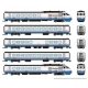 Rohr RTL Turboliner 5-Unit Set - Standard DC -- Amtrak Set 2 (Phase III Late, white, blue, red, black roof), N, Rapido Trains In