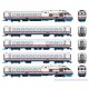 Rohr RTL Turboliner 5-Unit Set - Standard DC -- Amtrak Set 1 (Phase III Early, white, blue, red), N, Rapido Trains Inc 525001