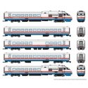 Rohr RTL Turboliner 5-Unit Set - Standard DC -- Amtrak Set 1 (Phase III Early, white, blue, red), N, Rapido Trains Inc 525001