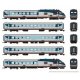 Rohr RTL Turboliner 5-Unit Set - Standard DC -- Amtrak (Phase V, silver, blue, gray, red), N, Rapido Trains Inc 525005