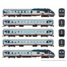 Rohr RTL Turboliner 5-Unit Set - Standard DC -- Amtrak (Phase V, silver, blue, gray, red), N, Rapido Trains Inc 525005