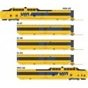 UAC TurboTrain 5-Car Passenger Train-Only Set (2022 Ver.) - Sound & DCC Equipp -- VIA Rail Canada 146-201-256-228-151 (yellow, b