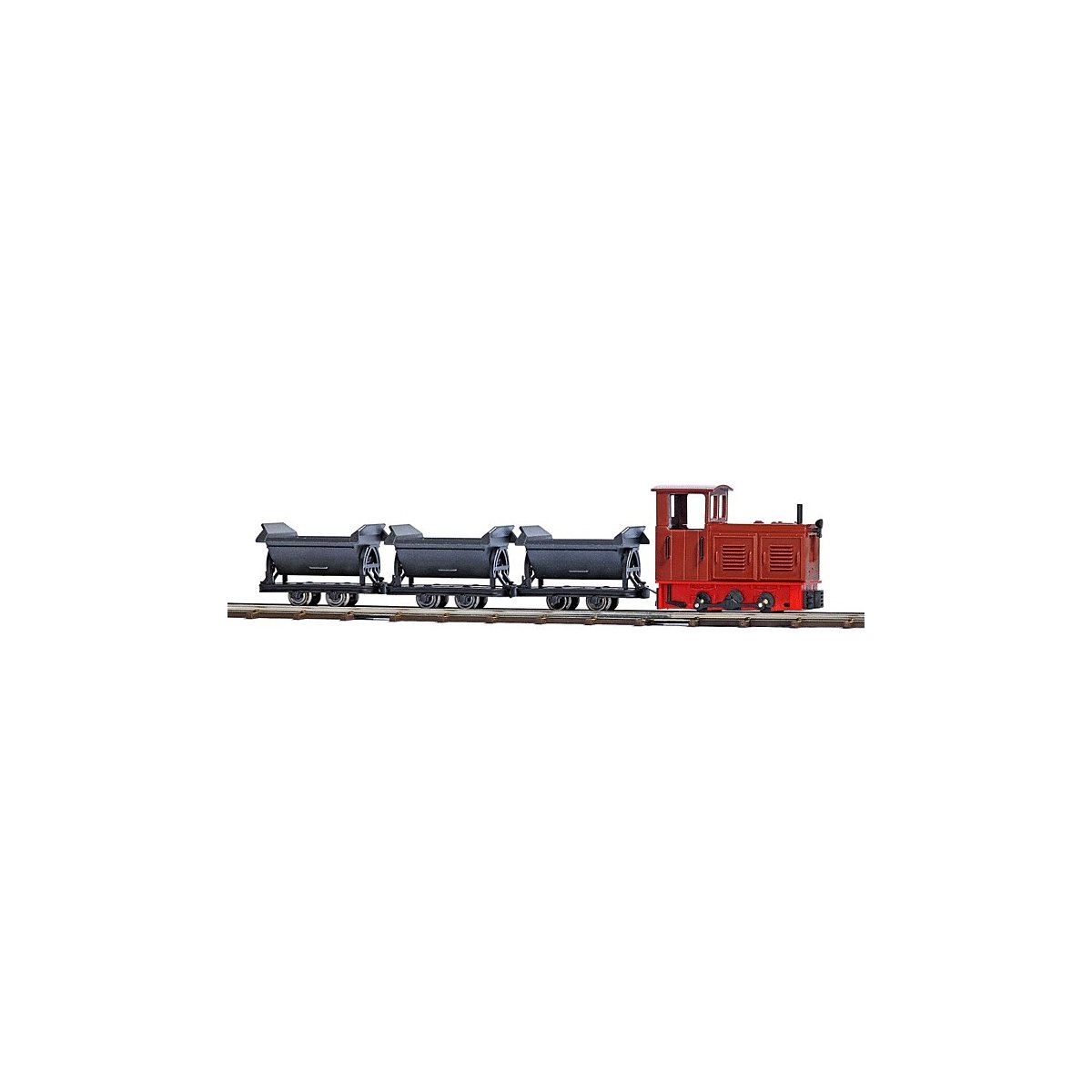 Feldbahn Industrial Diesel Train Set w/Battery Controller & Special Track -- LKM Ns 2f Loco & 3 Dump Cars, HOn2, Busch Gmbh & Co