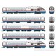 Rohr RTL Turboliner 5-Unit Set - ESU LokSound and DCC -- Amtrak (Set 3 Phase III, Early white, blue, red), N, Rapido Trains Inc 