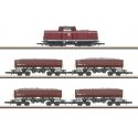 Era VI Construction Train-Only Set - Standard DC -- Westerwald Railroad Enthusiasts EFW Class 212 Diesel, 4 Dump Cars, Z, Markli