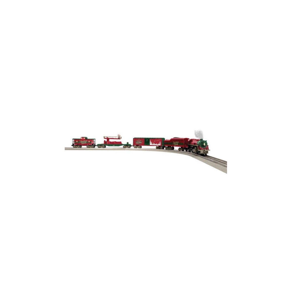 Christmas Celebration Train Set - LionChief Sound & Control -- 2-4-2 Steam Loco, 3 Cars, FasTrack Oval, Remote Controller, Wall 