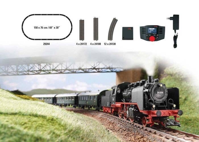 Class 24 Branch Line Passenger Starter Set - Sound and Digital -- 2-6-0 Loco, 3 Thunder Box Coaches, C-Track Oval, Mobile Statio