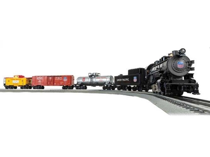 Union Pacific Flyer Set - 3-Rail - LionChief Bluetooth 5.0 Sound & Control -- 0-8-0, 3 Cars FasTrack(R) Oval, Power Pack, Remote