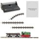 Feldbahn Log Train Starter Set with Battery Controller -- Gmeinder 15/18, 2 Disconnect Log Trucks with Logs, Track Oval, Battery