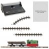 Feldbahn Log Train Starter Set with Battery Controller -- Gmeinder 15/18, 2 Disconnect Log Trucks with Logs, Track Oval, Battery