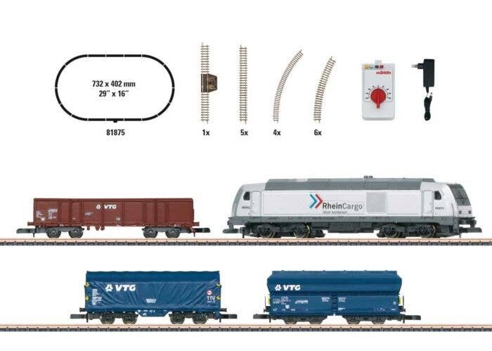 Modern Freight Service Starter Set - Standard DC -- Class 285 Diesel, 3 Cars, Track Oval, Power Pack, Z, Marklin, Inc 81875