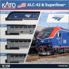 Siemens ALC-42 Charger & 3 Cars Train-Only Set - DCC -- Amtrak 302, Sleeper, Coach, Coach-Baggage, N, Kato USA Inc 101788DCC