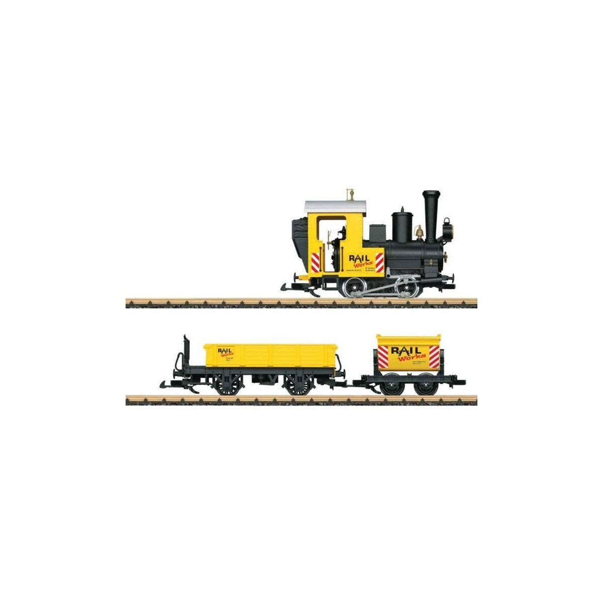 Railworks Work Train Starter Set - Standard DC -- 0-4-0T, Gondola, Side-Dump Car, 50-3/4 129cm Track Circle, G, LGB 72503