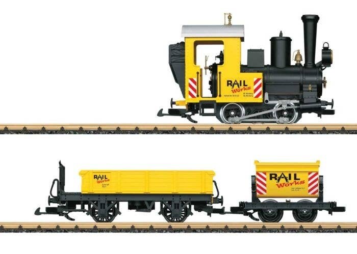 Railworks Work Train Starter Set - Standard DC -- 0-4-0T, Gondola, Side-Dump Car, 50-3/4 129cm Track Circle, G, LGB 72503