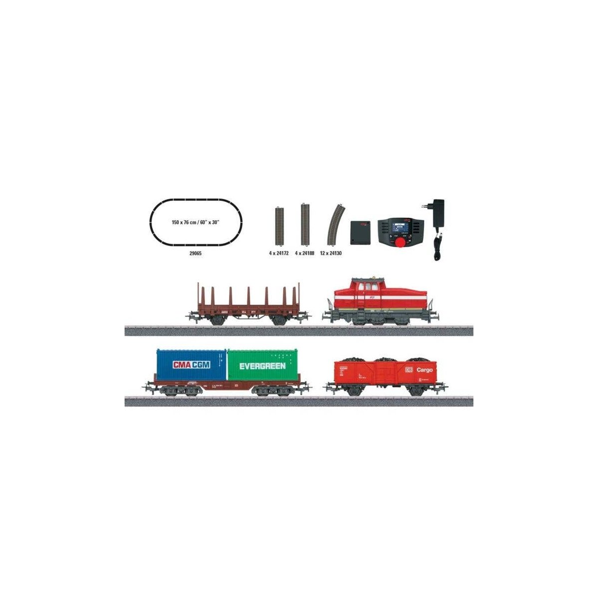 Modern Switching Operations DHG 500 Starter Set - 3-Rail - Digital -- MVV Industrial Park, DHG 500 Loco, 3 Cars, Track Oval, Mob